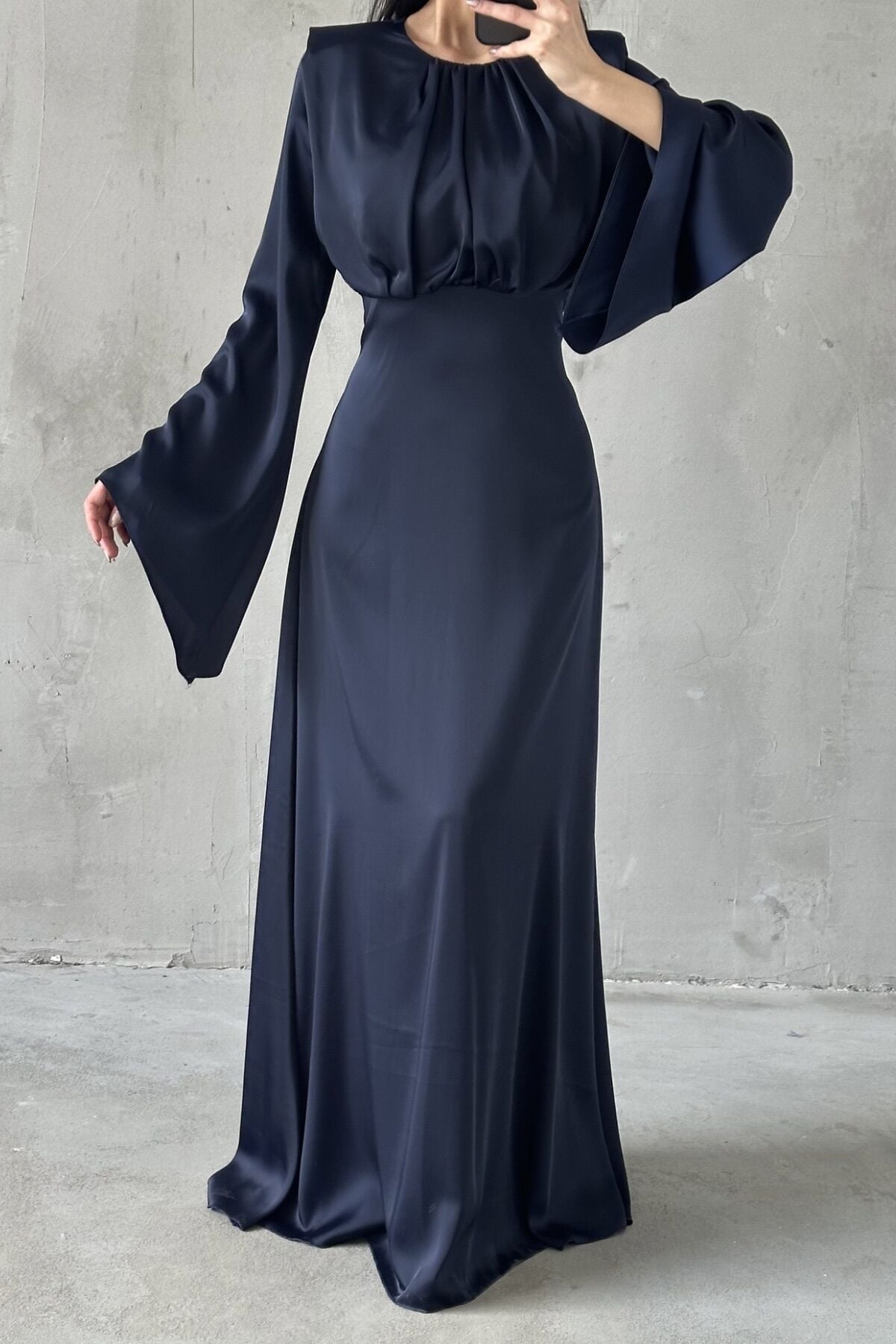 Miralya Saten Tesettür Abiye Lacivert