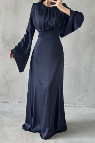 Miralya Saten Tesettür Abiye Lacivert