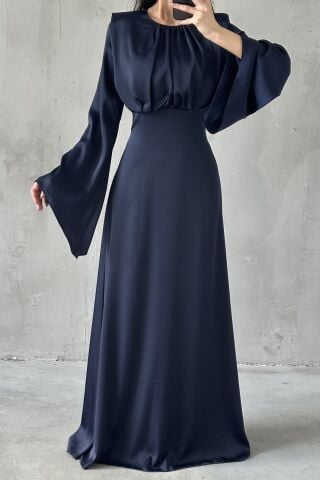 Miralya Saten Tesettür Abiye Lacivert