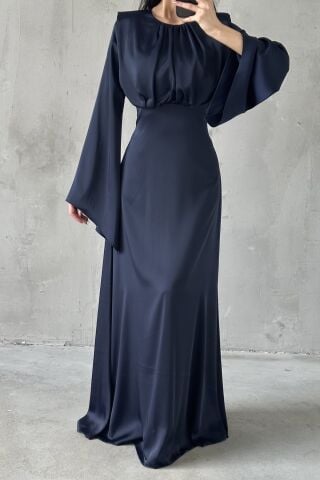 Miralya Saten Tesettür Abiye Lacivert