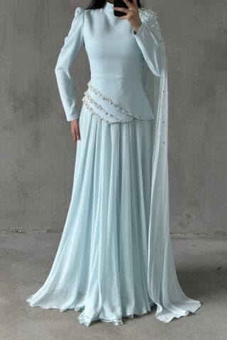 Lunessa Tesettür Abiye İndigo