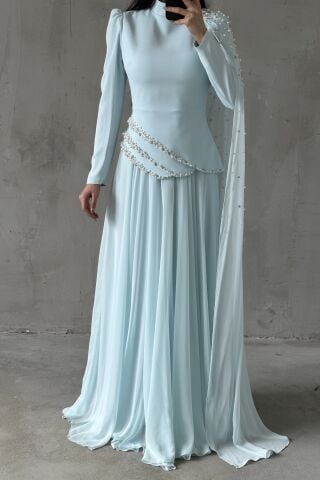 Lunessa Hijab Evening Dress Indigo
