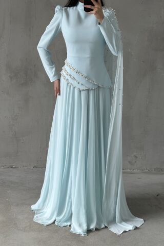 Lunessa Hijab Evening Dress Indigo