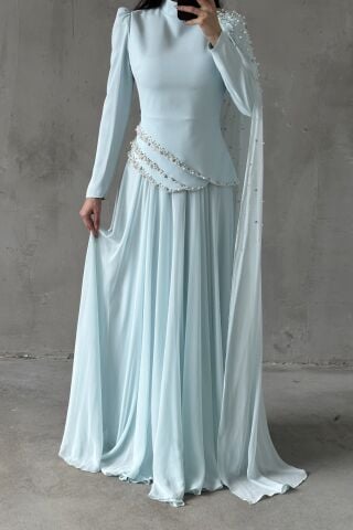 Lunessa Hijab Evening Dress Indigo