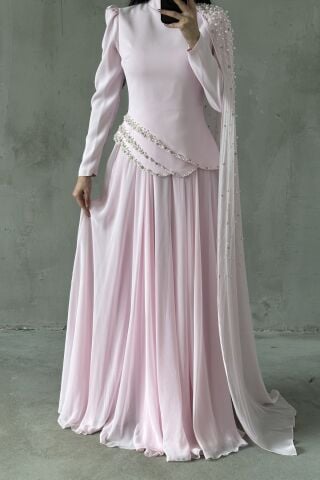 Lunessa Modest Evening Dress Pink