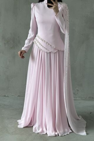 Lunessa Tesettür Abiye Pembe