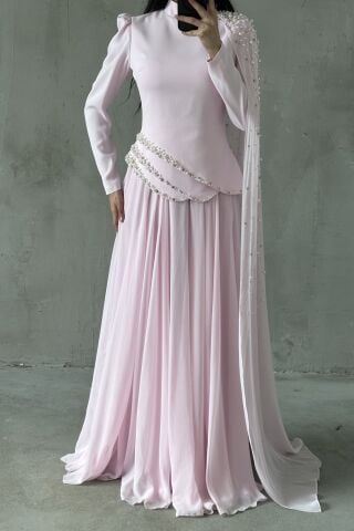 Lunessa Tesettür Abiye Pembe