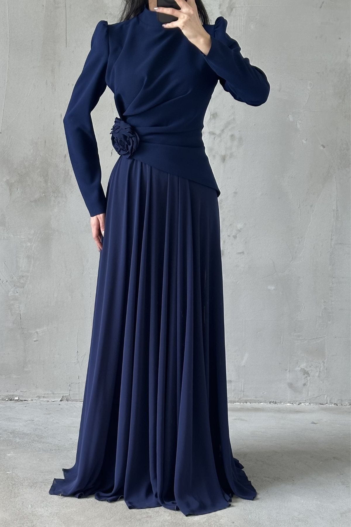 Asel Tesettür Abiye Lacivert