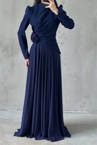 Asel Tesettür Abiye Lacivert