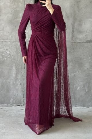 Melis Tesettür Abiye Bordo