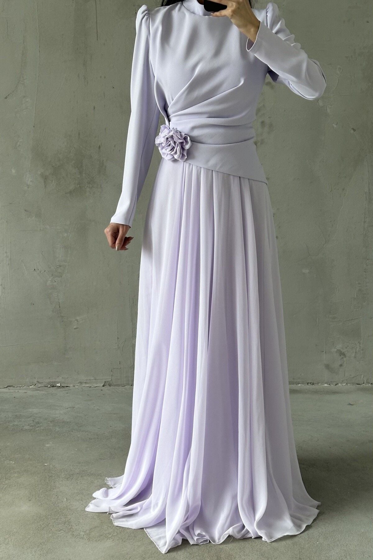 Asel Tesettür Abiye Lila