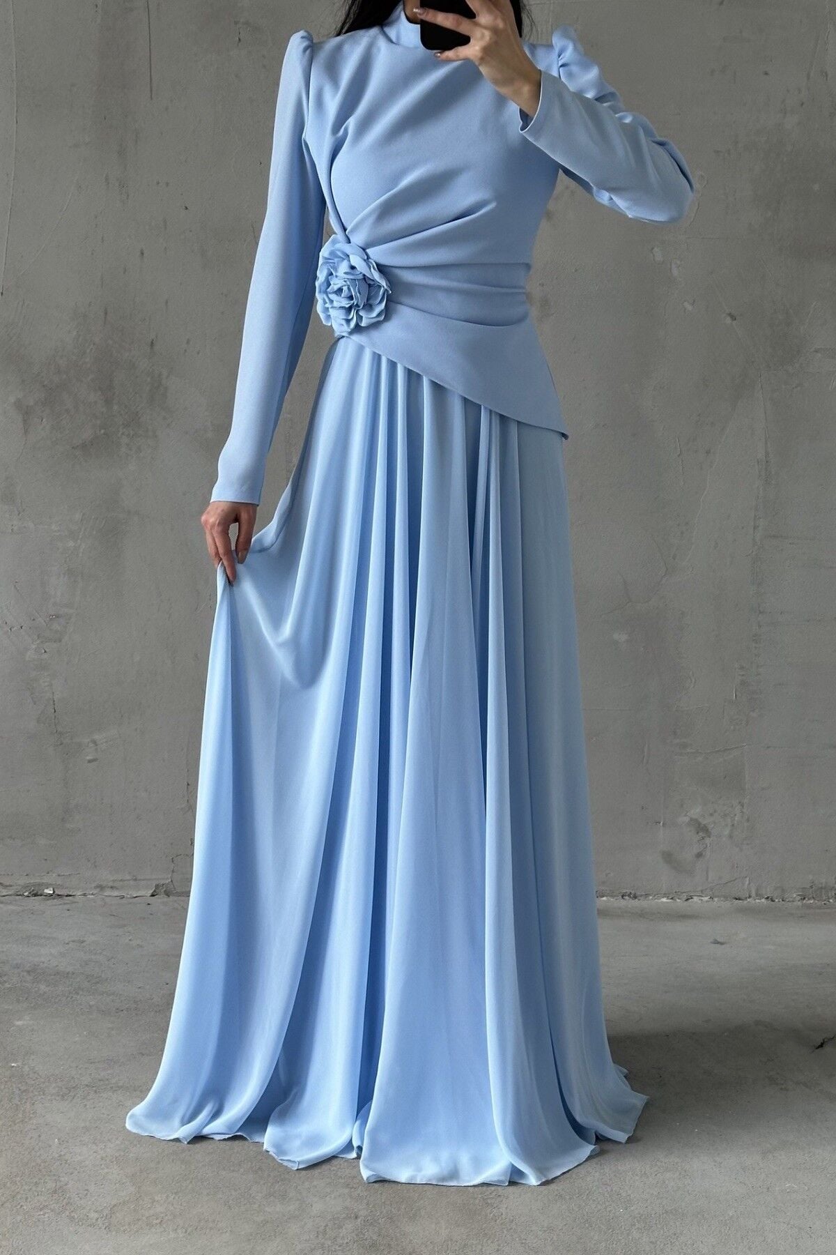 Asel Tesettür Abiye İndigo