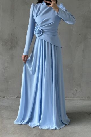 Asel Hijab Evening Dress Indigo