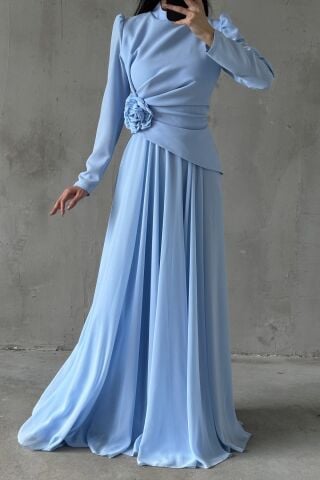 Asel Hijab Evening Dress Indigo
