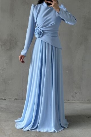 Asel Tesettür Abiye İndigo