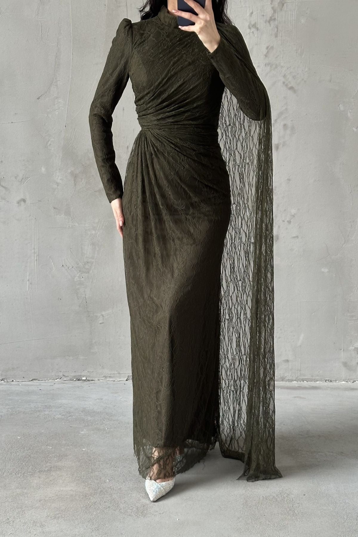 Melis Tesettür Abiye Haki