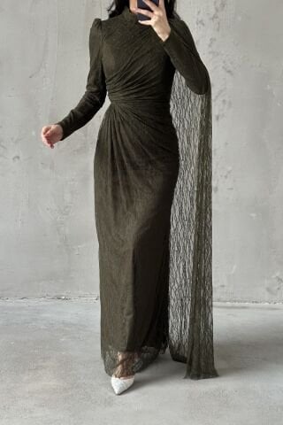 Melis Tesettür Abiye Haki