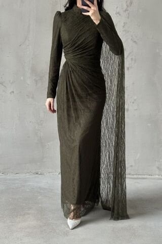 Melis Tesettür Abiye Haki