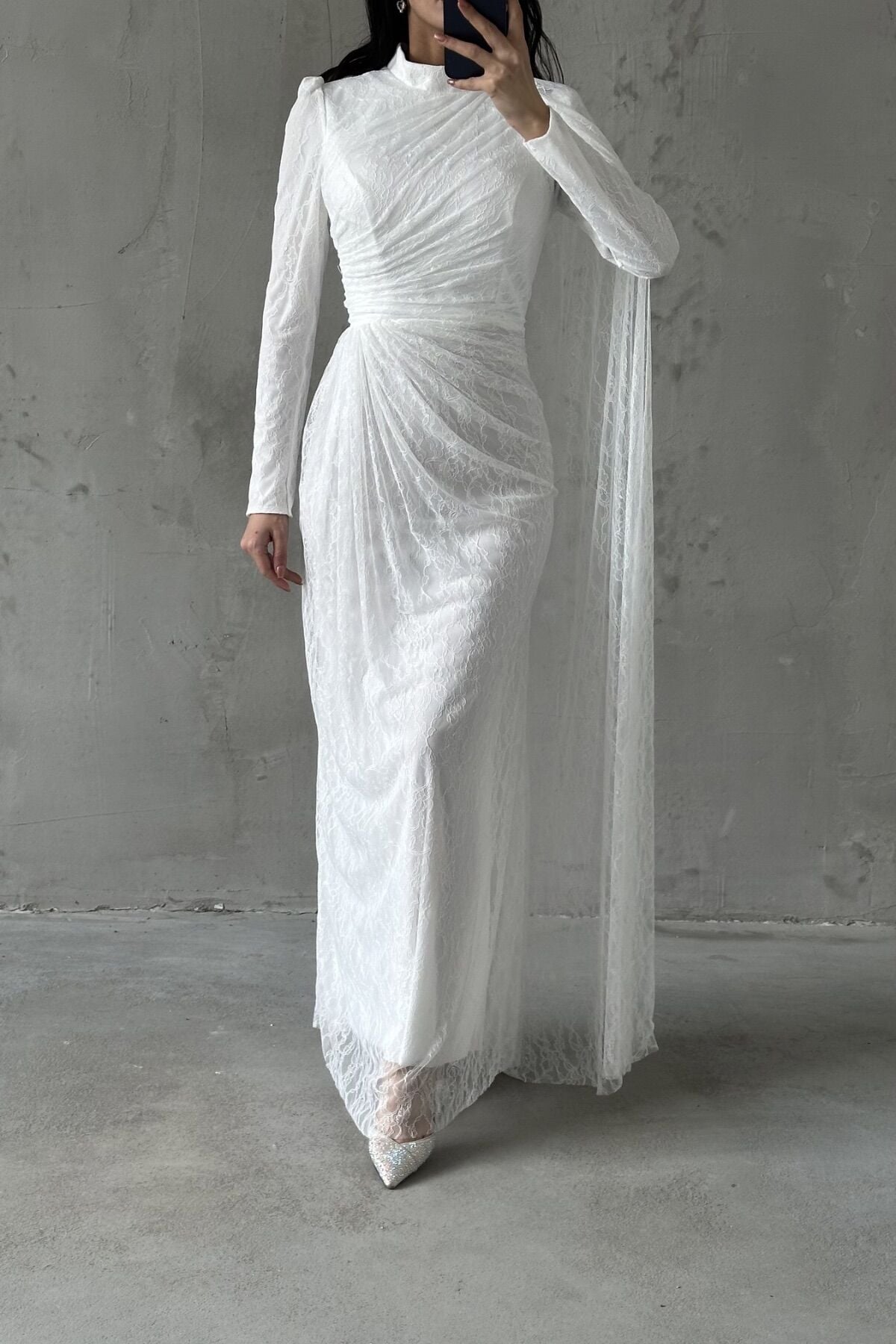 Melis Tesettür Abiye Beyaz