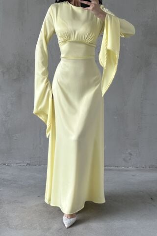 Melisa Tesettür Abiye Sarı