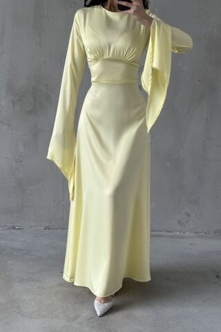 Melisa Tesettür Abiye Sarı