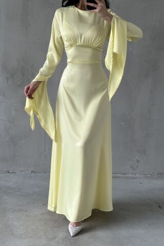 Melisa Tesettür Abiye Sarı