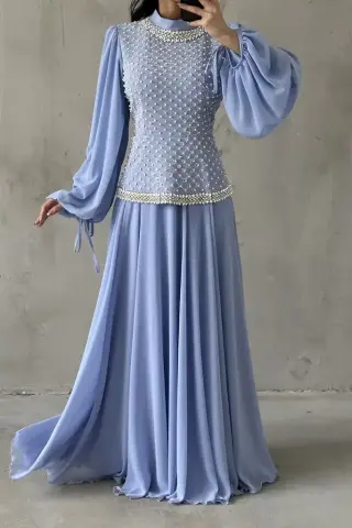 Liora Tesettür Abiye Bebe Mavisi