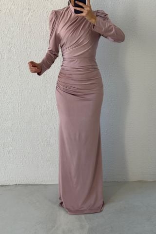 Basic Balık Model Sendi Kumaş Tesettür Abiye Pudra