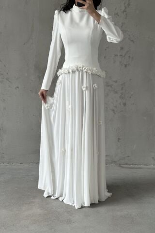Eda Hijab Evening Dress White