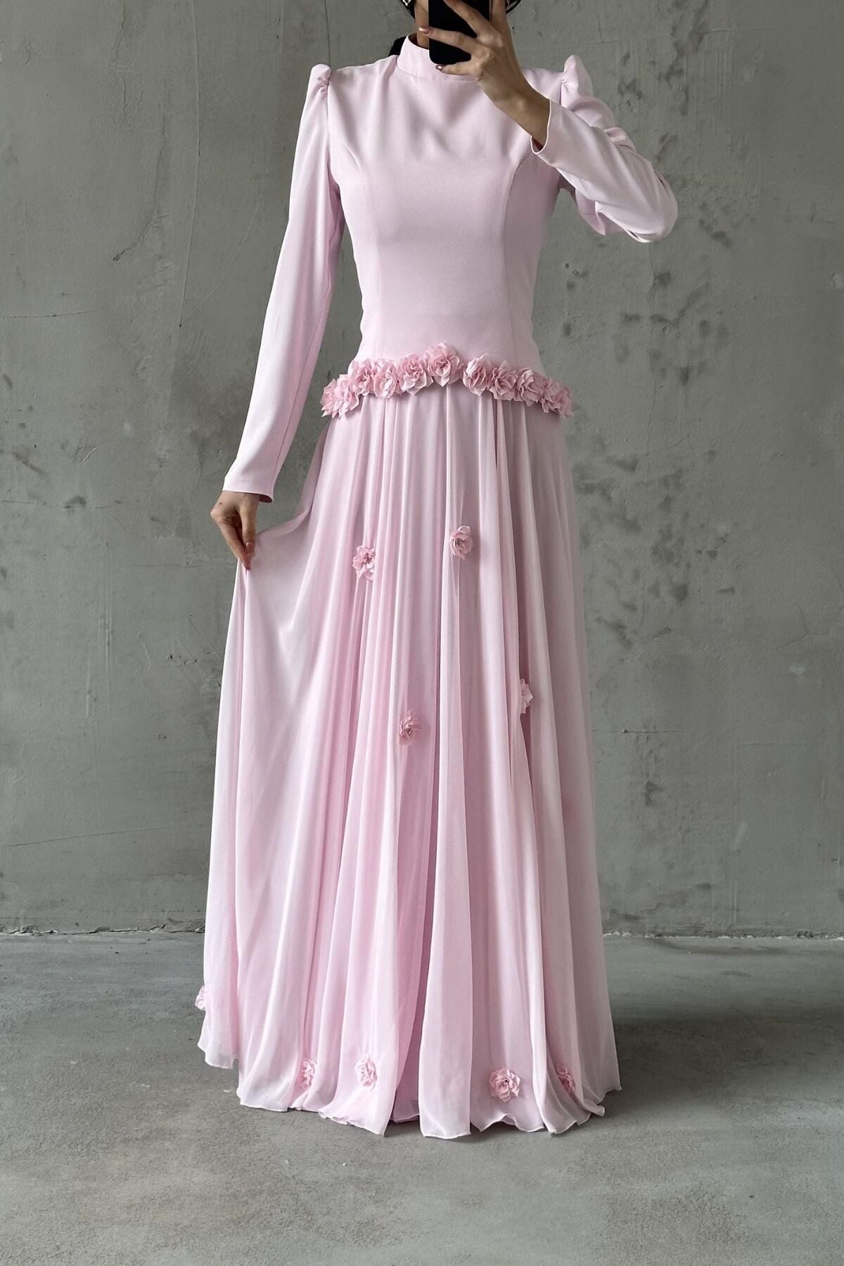 Eda Tesettür Abiye Toz Pembe