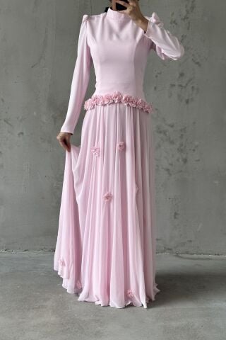 Eda Tesettür Abiye Toz Pembe