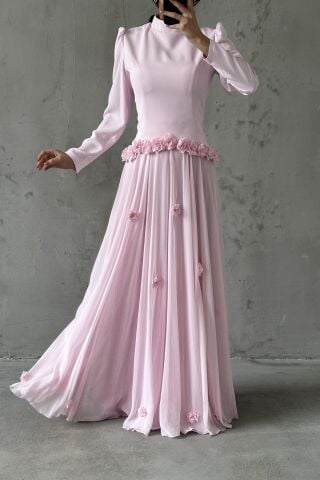 Eda Tesettür Abiye Toz Pembe