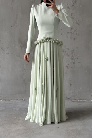 Eda Tesettür Abiye Mint Yeşili