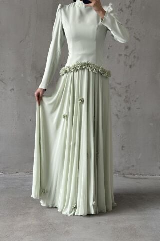 Eda Hijab Evening Dress Mint Green