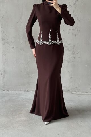Nora Hijab Evening Dress Brown