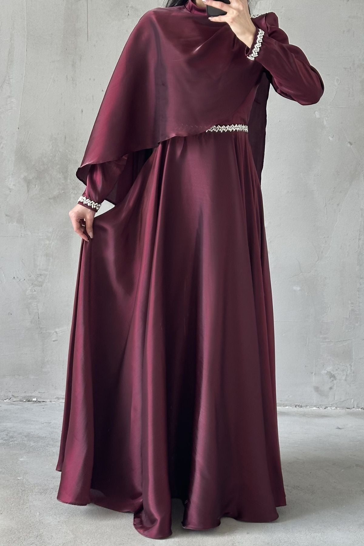 Selvi Hijab Evening Dress, Plum