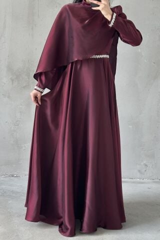 Selvi Hijab Evening Dress, Plum