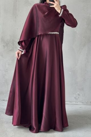 Selvi Hijab Evening Dress, Plum