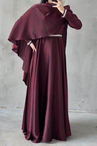 Selvi Hijab Evening Dress, Plum
