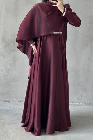 Selvi Hijab Evening Dress, Plum