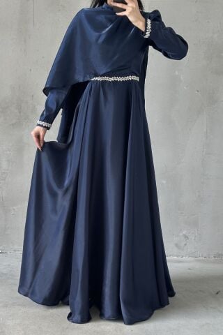 Selvi Tesettür Abiye Lacivert