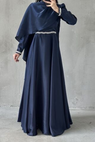 Selvi Tesettür Abiye Lacivert