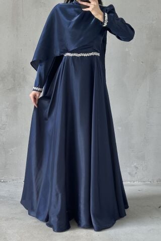 Selvi Tesettür Abiye Lacivert