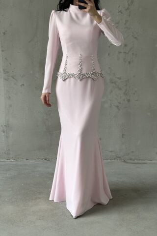 Nora Hijab Evening Dress Dusty Pink