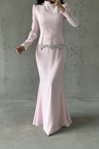 Nora Tesettür Abiye Toz Pembe