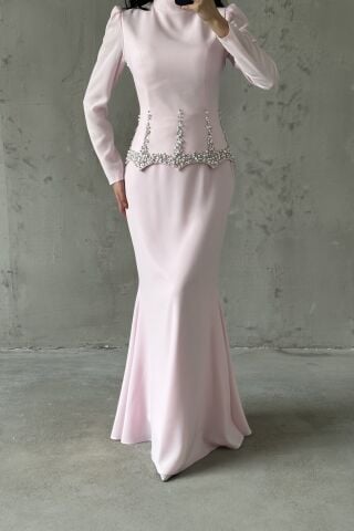 Nora Tesettür Abiye Toz Pembe