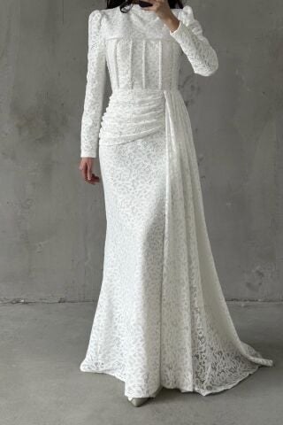 Nayina Tesettür Abiye Beyaz