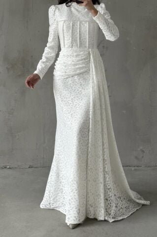 Nayina Tesettür Abiye Beyaz