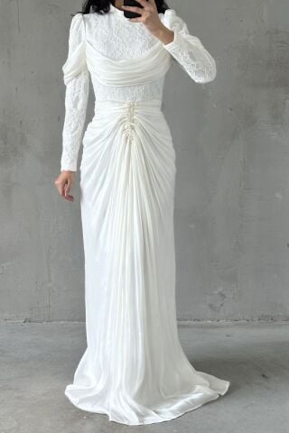 Liyana Tesettür Abiye Beyaz