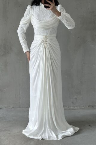 Liyana Tesettür Abiye Beyaz